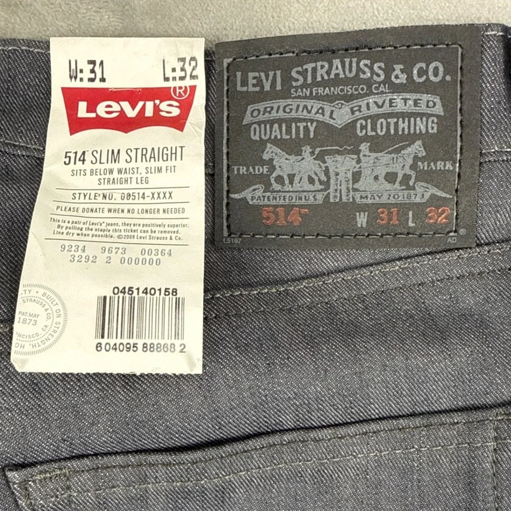 Levis 514 Slim Straight Jeans Mens 31x32 Rigid Grey Denim Pants 08514-XXXX